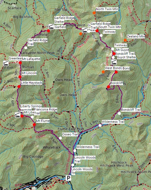 Pemi Loop Trail Map Pemi Loop